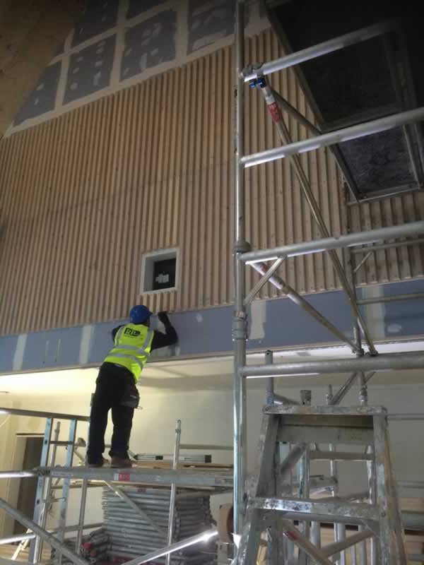 Commercial Carpentry Company Kings College New acoustic ceiling batten works 3