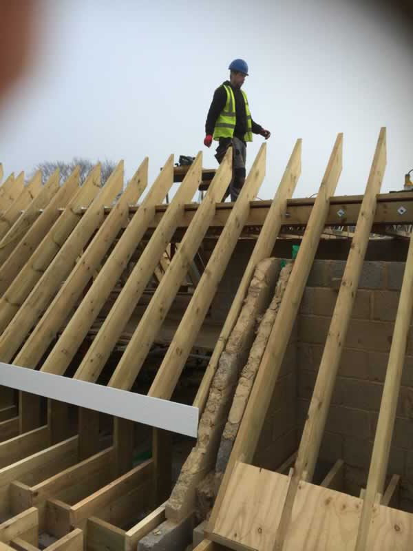 Commercial Carpentry Company Large roof construction new apartments Guildford 2