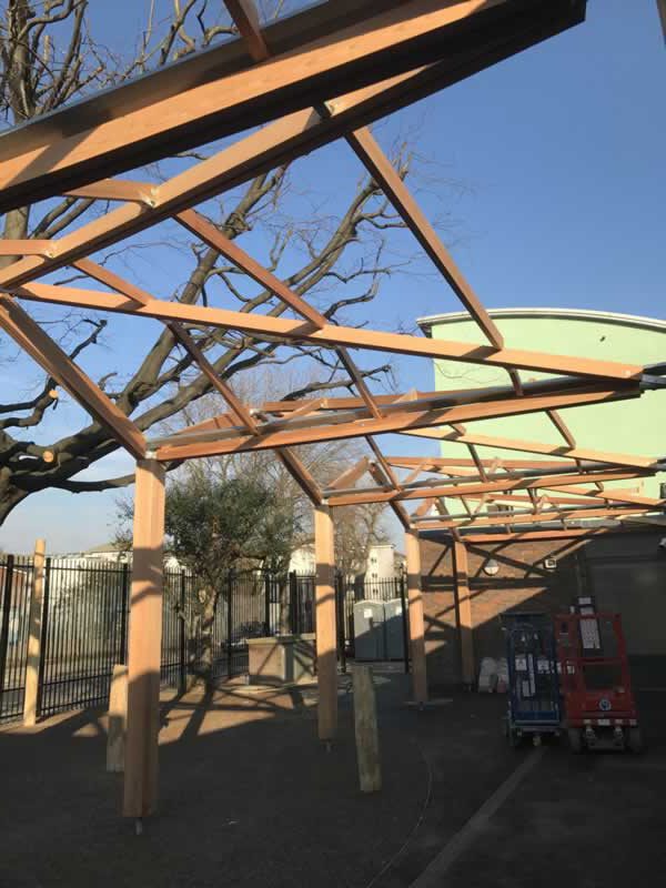 Commercial Carpentry Contractor Stephen Hawkins School new canopy works